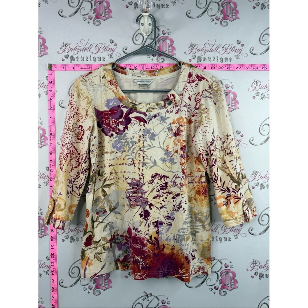 Christopher & Banks shirt flowers magazine print Floral Print 3/4 Sleeve Top